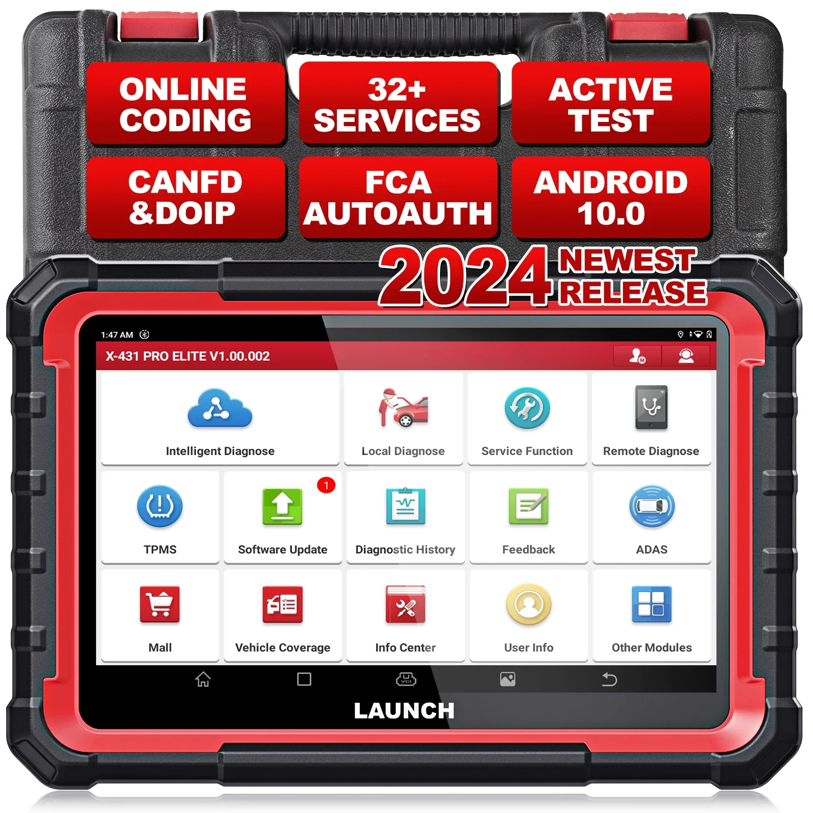 Launch X431 PRO ELITE Full System OBD2 Scanner Automotive Diagnostic Tool 12V ECU Online Coding Machine with 31 Resets for EU UK