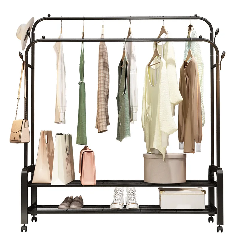 Clothes Rack Single-pole Floor-to-ceiling Hanger Bedroom Folding Clothes Pole Simple Clothes Hanger Household Clothes Rack