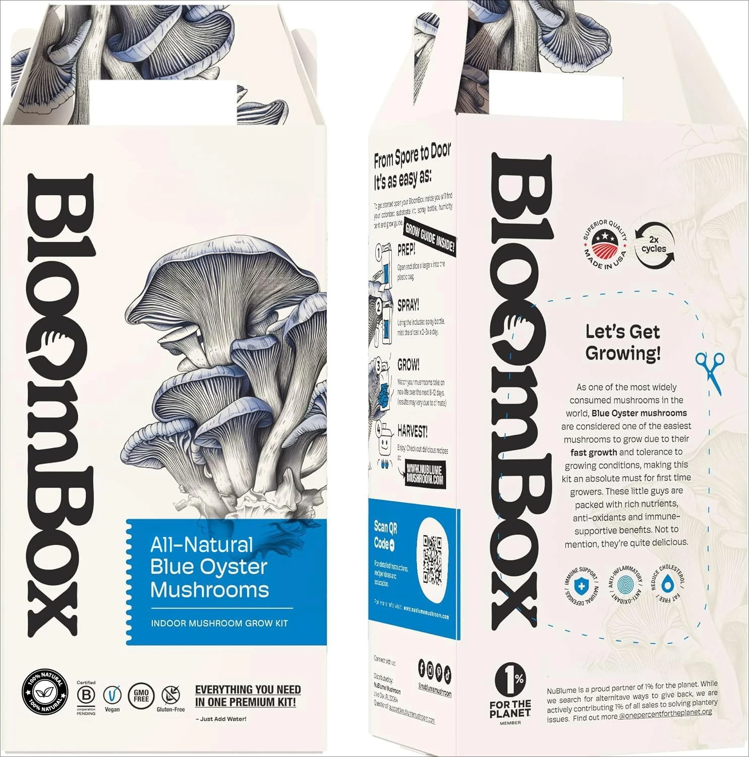 مجموعة أدوات نمو فطر المحار الأزرق |   ازرع فطر الذواقة الطازجة الخاصة بك في المنزل |   أطقم زراعة الفطر الصالحة للأكل هدية رائعة