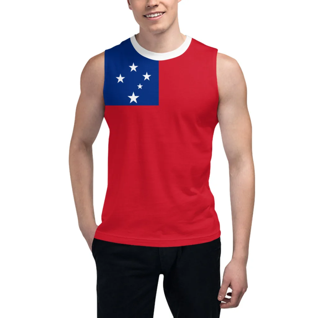 Sleeveless T-shirt Samoa Flag 3D Men's Boys Tshirt Gyms Tank Tops Fitness Joggers Basketball Training Vest
