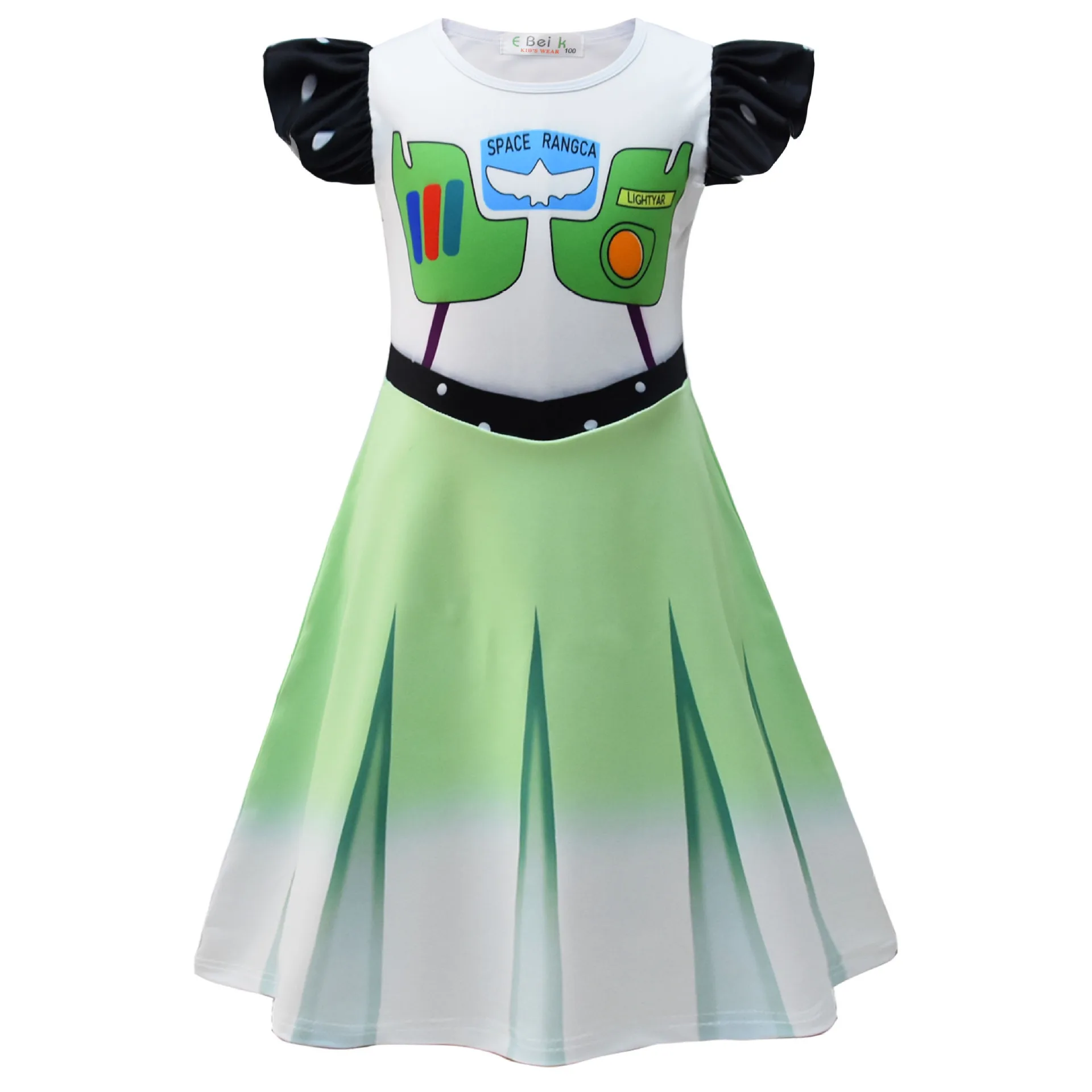 2024 Disney Toy Story Buzz Lightyear Cosplay Cartoon Space Odyssey Printed Girls Skirt Girls Flying Sleeve Girls Casual Dresses