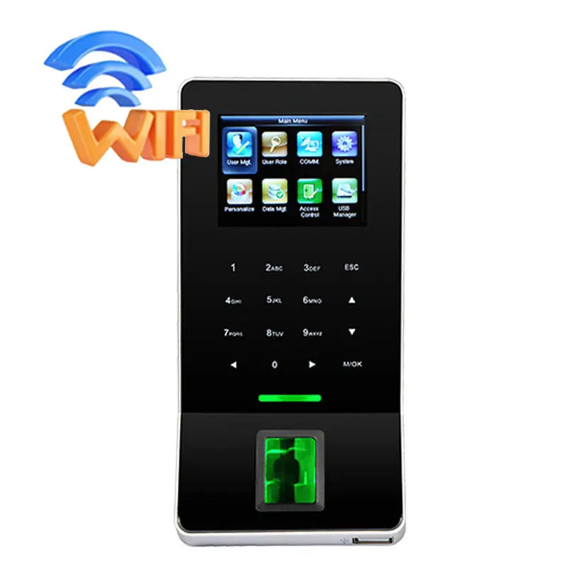 F22 WIFI Time Attendance Machine TCP/IP USB Fingerprint Door Access Control System Color Screen Optional RFID Card Reader