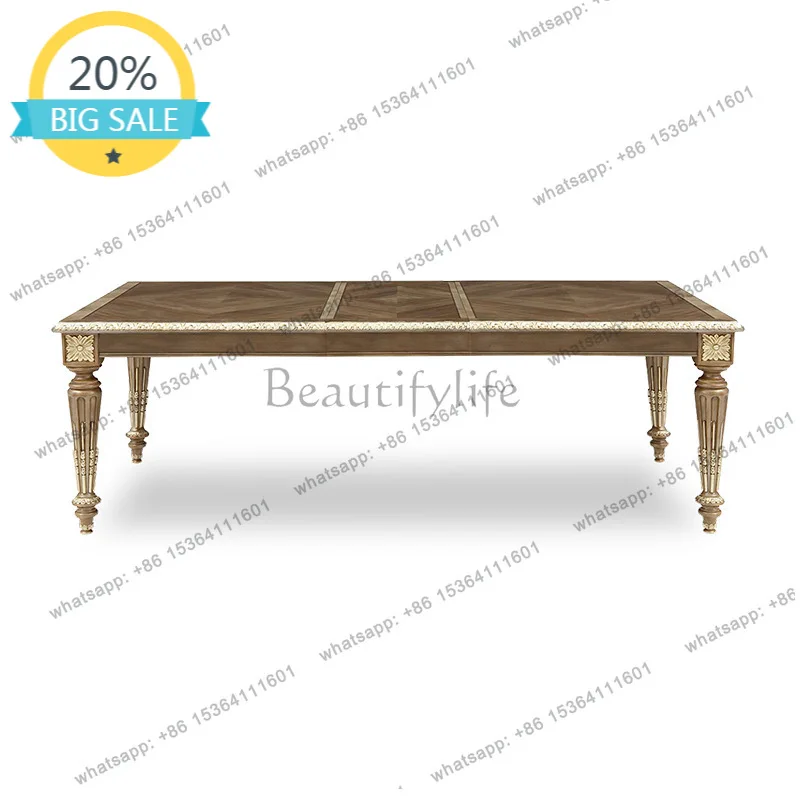 

D30French dining table large apartment restaurant long dining table combination furniture