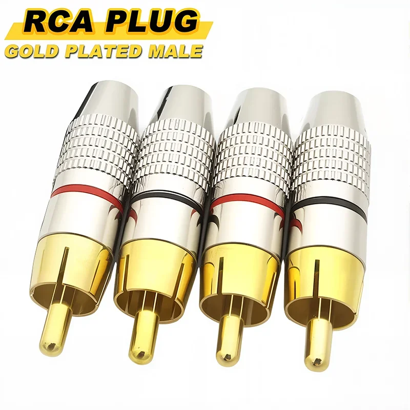 4PCS RCA Male Connector Plug Adapter for Audio Cable Plug Video Solder-Free Adapter Cable Converter