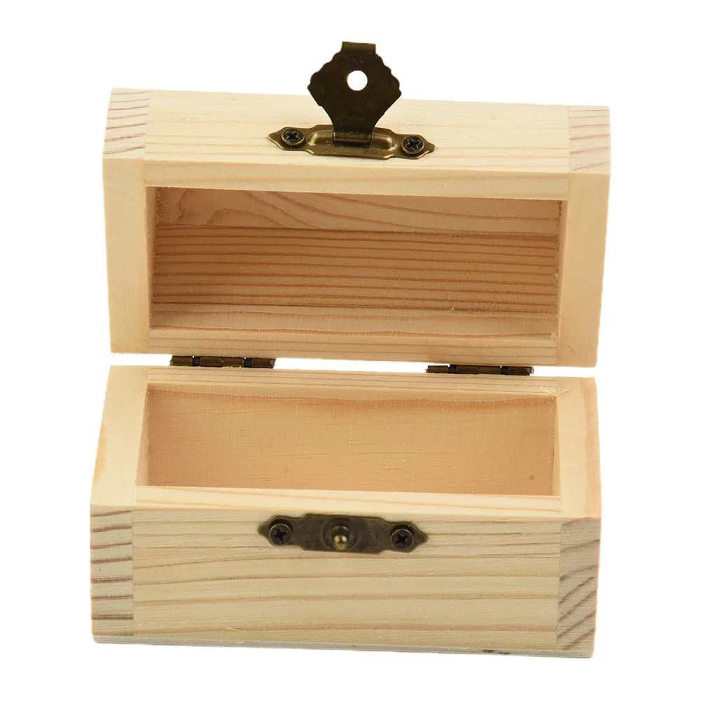1x Plain Wood Wooden Arched Hinged Storage Boxes Craft Gift Box Multifunction Home Jewelry Sundries Cosmetics Storage Boxes