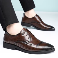 Chaussures Derby en cuir respirantes pour hommes, style estival, ajourées, à enfiler, confortables, antidérapantes, à semelle souple - SJ2501-1 3