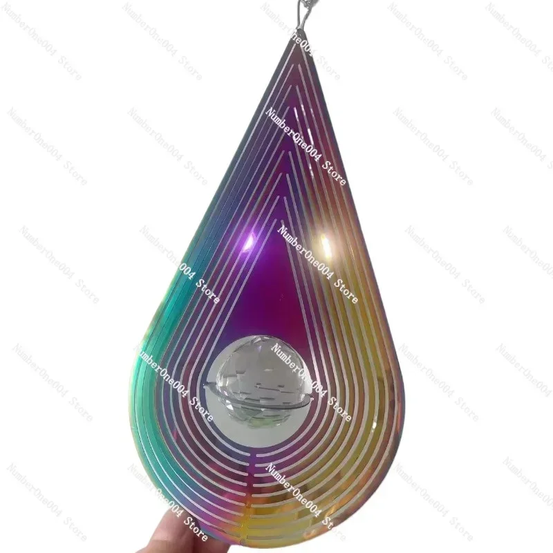 Applicable to Metal 10-inch 3D wind chime wind turn outdoor decorative mirror color wind turn pendant