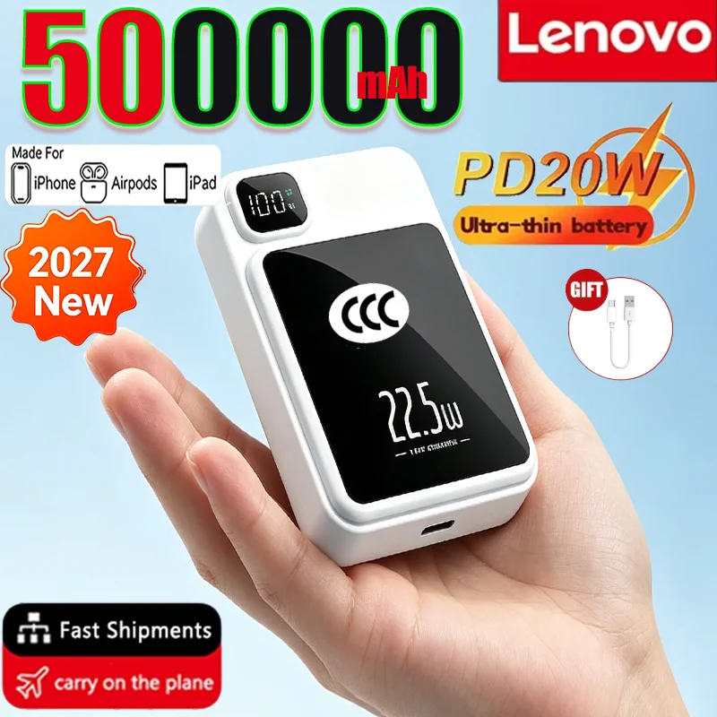 Lenovo 500000mAh Wireless Power Bank Portable Magnetic Fast Charger For Magsafe Auxiliary Battery For Xiaomi Huawei iphone