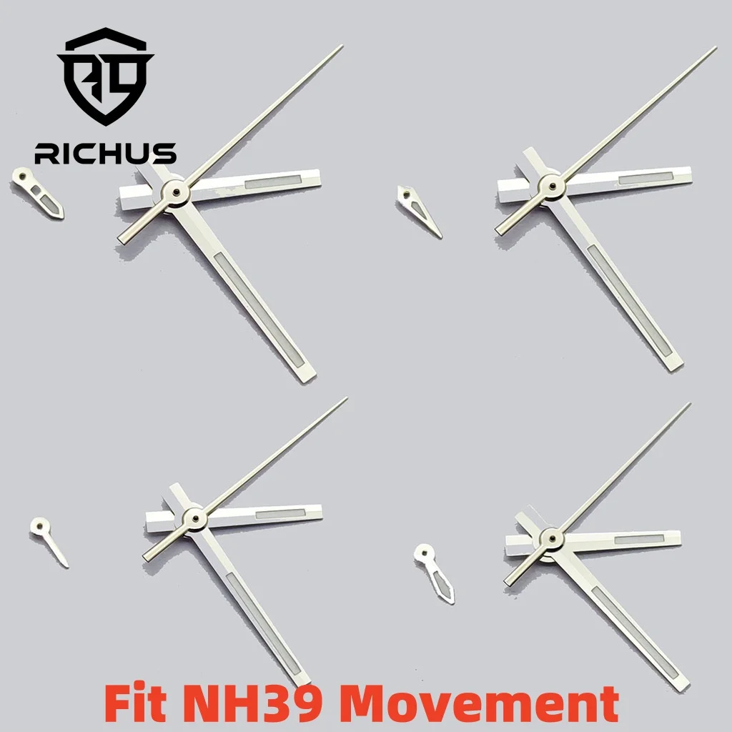 Lancette dell'orologio RICHUS NH39 Lancette dell'orologio argento/oro/blu Verde luminoso adatto per accessori per orologi con movimento NH39