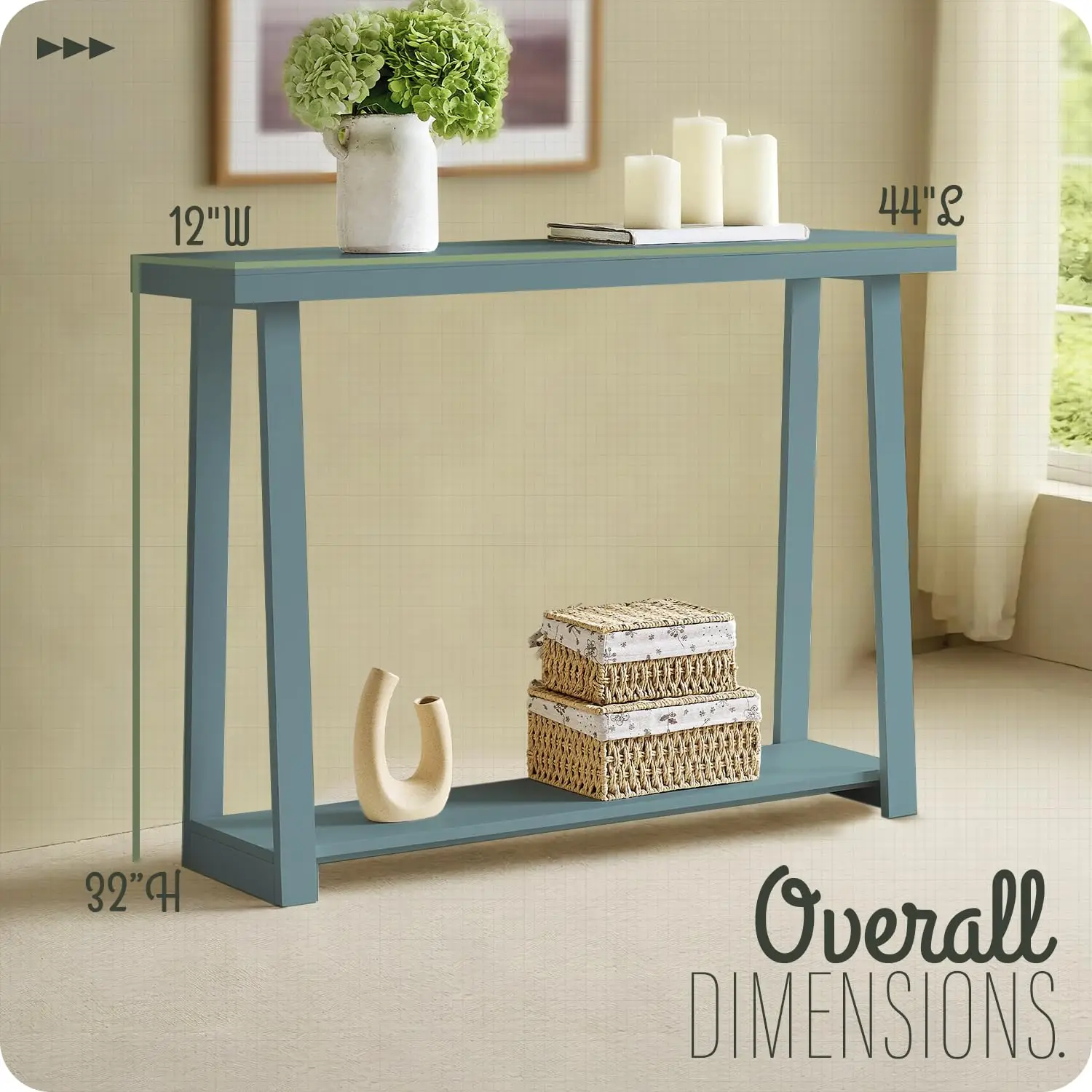 Emma Narrow Console Table, 44-Inch Wood Entryway Table for Hallway, Living Room, Behind Sofa, Modern Accent Sofa, Customized view 2