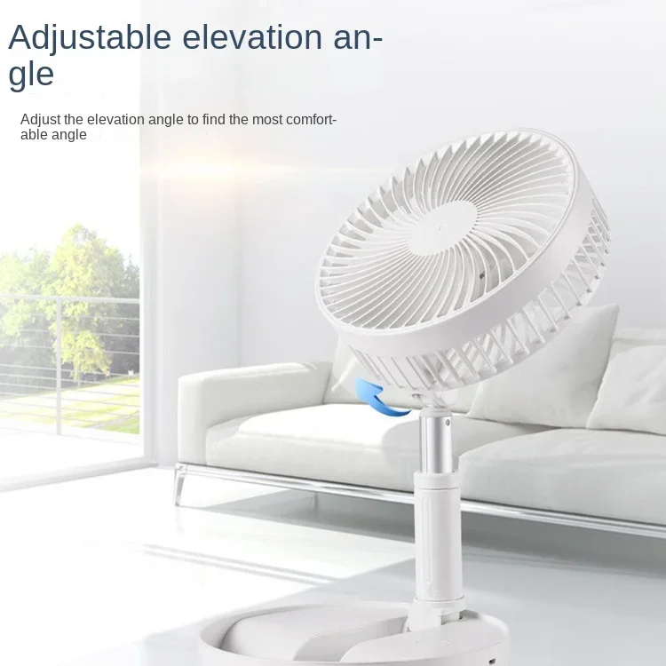 Folding Telescópica Floor Fan, carregamento USB, ventilador elétrico portátil, Mute armazenamento conveniente, Desktop Fans, Office Room Lobby,