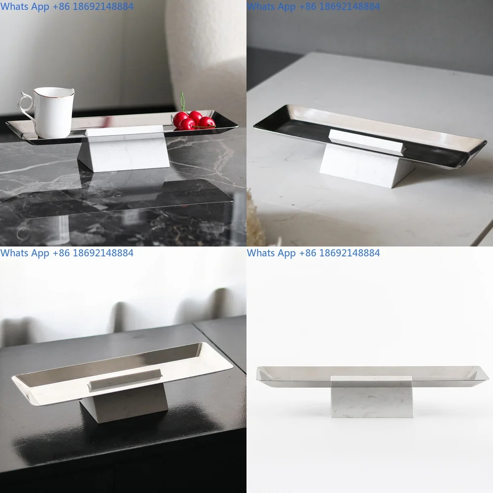 

Luxury Marble Rectangular Fruit Tray Modern Minimalist Decoration for Living Room Hotel Lobby Storage Platter Home Accessories