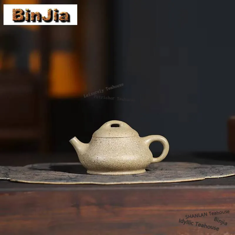 190ml Yixing Purple Clay Teapots Artists Handmade Column Scoop Pot Raw Ore Coarse Sand 16 Mesh Section Mud Kettle Zisha Tea Set view 6