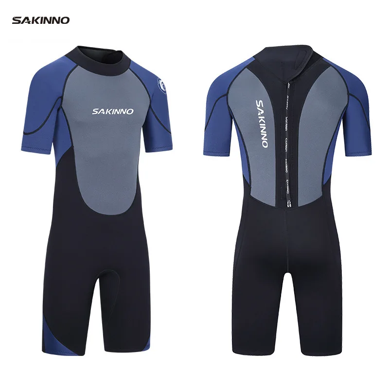 One-piece Wetsuit Men's Sun Protection Short-sleeved Wetsuit Swimming Motorcycle Surfing Snorkeling Instructor Swimsuit