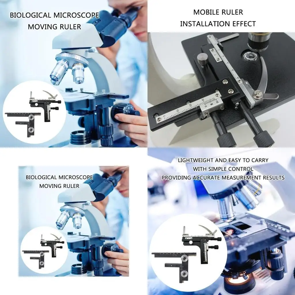 

U4LA 0-60mm Scale Microscopio Movable Measuring Ruler Biological Microscope Accessory