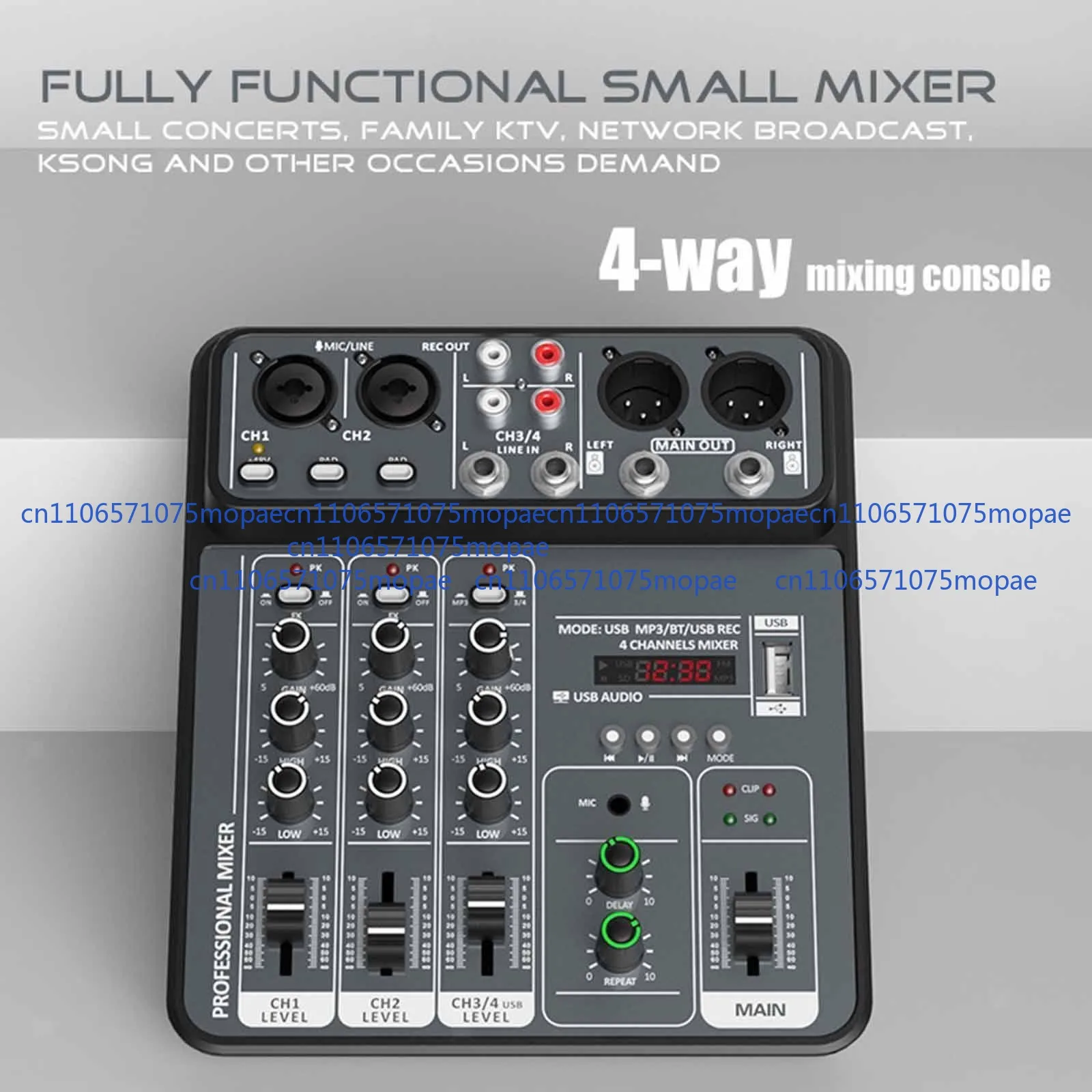 

Small 4 Channel Mixing Console Sounds Mixer Board for Studio Meeting Home