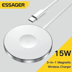 Essager15W Fast Wireless Charger Stand For iPhone 14 13 12 11Apple Watch 3 in 1 Foldable Charging Station for Airpods Pro IWatch