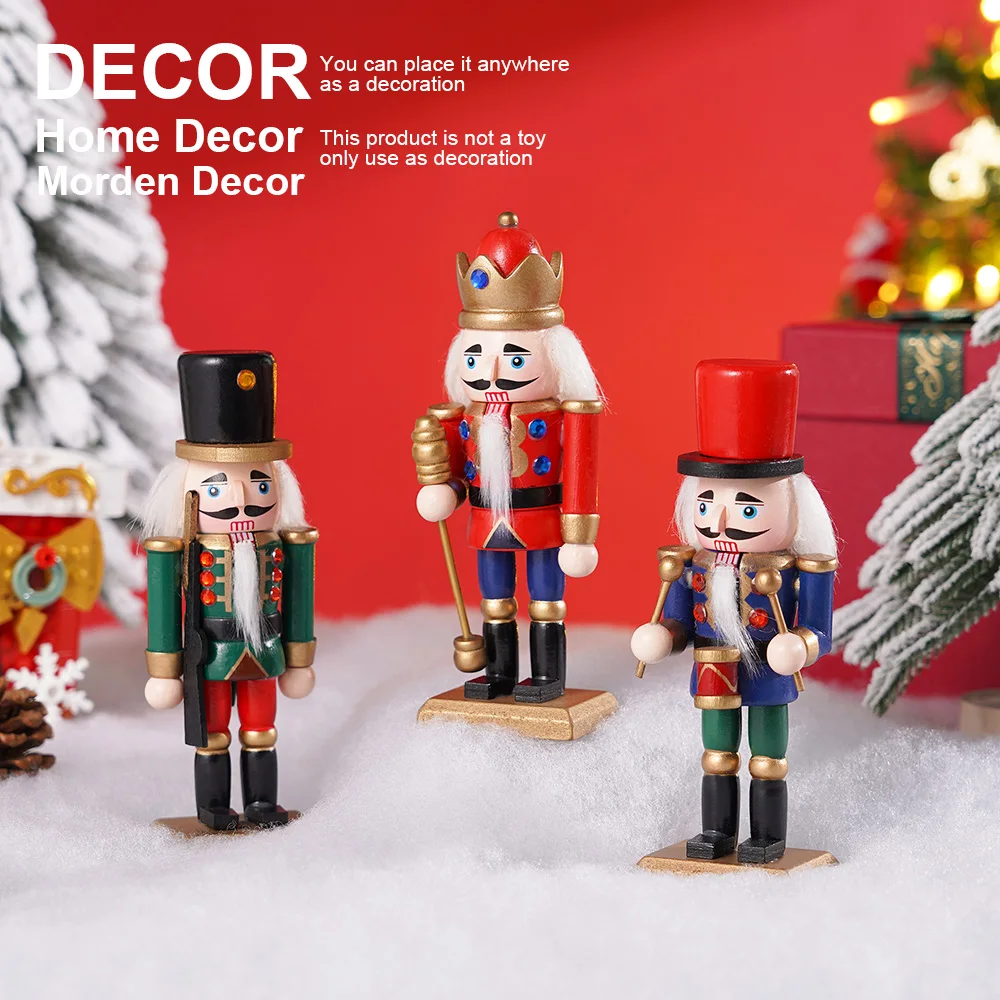 

15cm 3pcs Nutcracker Puppet Soldier Decoration Painted Vintage Design Christmas Elements Home Tabletop Decoration