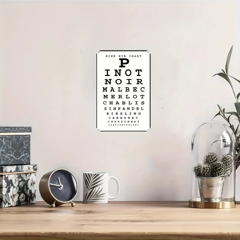 Vintage Wine Eye Chart Metal Sign 8x12