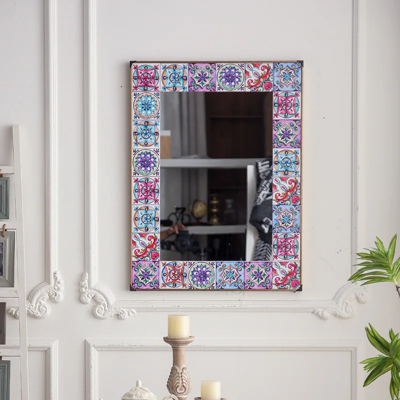 Moroccan style wall hanging half-length mirror enamel color craft will mirrorcourt style relief square wall fitting mirro