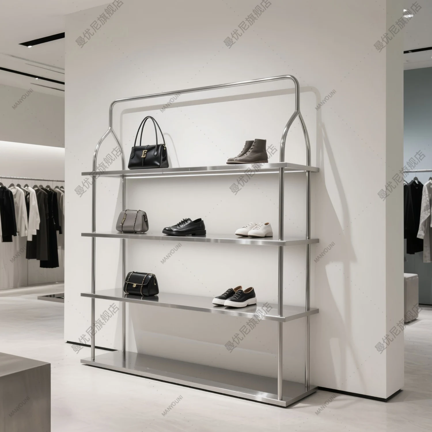 Clothing shoe display  floor-to-ceiling bag shoe store wrought iron multi-layer storage rack