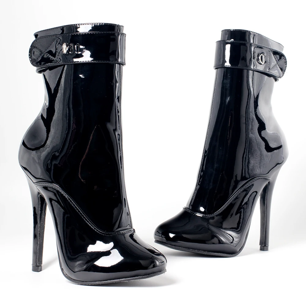 5.5Inch Heel Vintage 90s Fetish Style Lock Up High Heels Boots