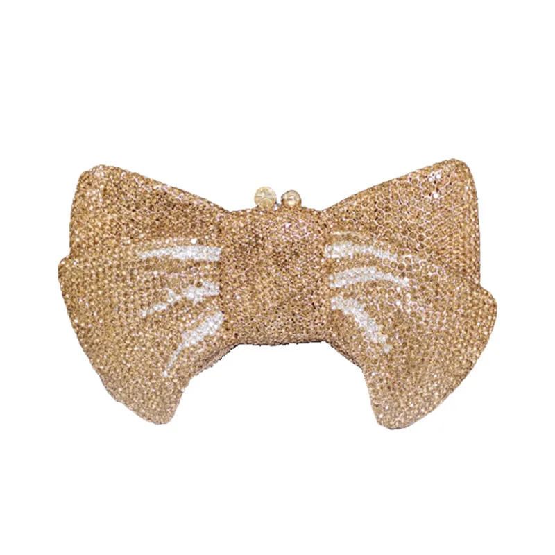 Luxury Bags Designers Shape Bow Women Crystal Evening Bags Silver Bowknot Rhinestone Clutch Purse Diamond Shoulder Handbag