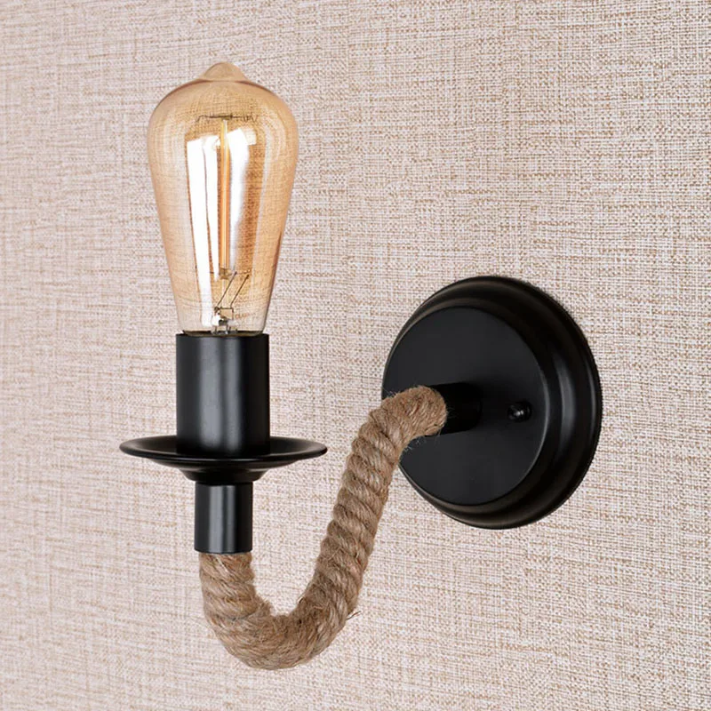 

Homhi Vintage Wall Sconce Interior Wall Lamps Deco Mural Industrial Candle Sconces Hemp Rope Rustic Country Decor Room HWL-038