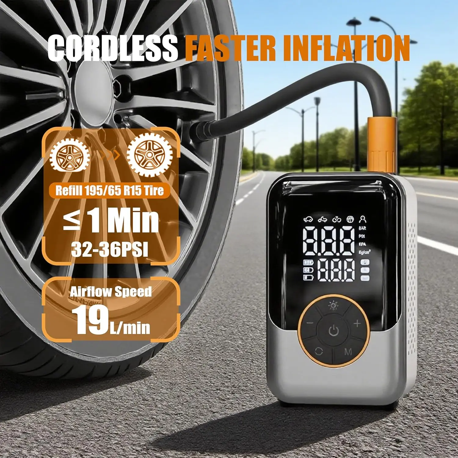 

Wireless Car Air Pump Quick Charging Car Tire Wireless Air Pump Intelligent Electric Tire Inflator for Car Motorcycle Bicycle