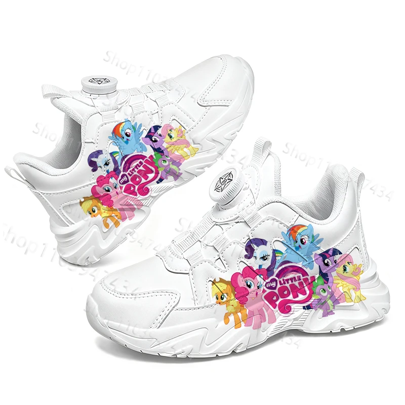 

Hot Selling My Little Pony Lovely Girls Kids Sneakers Design Thick Sole Arch Support Genuine Leather Breathable White Shoes Gift