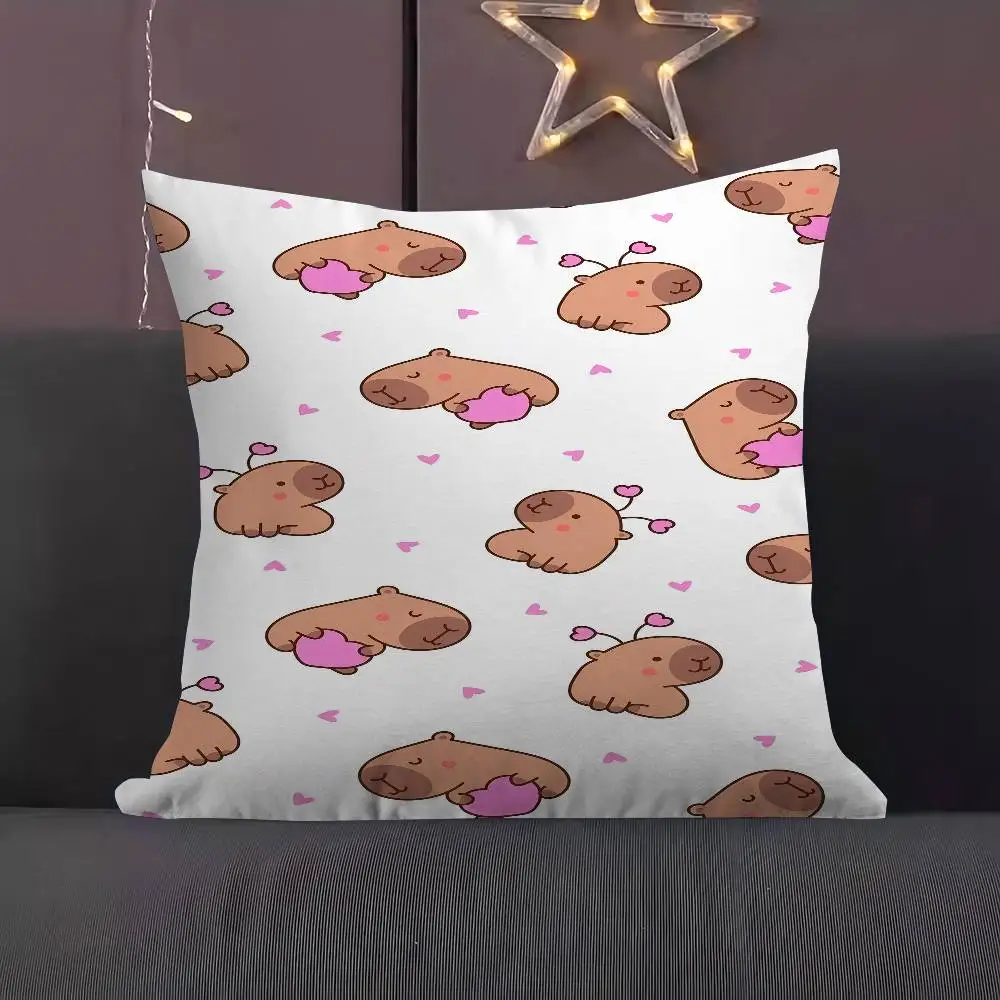 

Capybara Cuties Office Cushion Pillowcase Car Cushion Cover45X45CM Lumbar Pillowcase Sofa Pillowcover