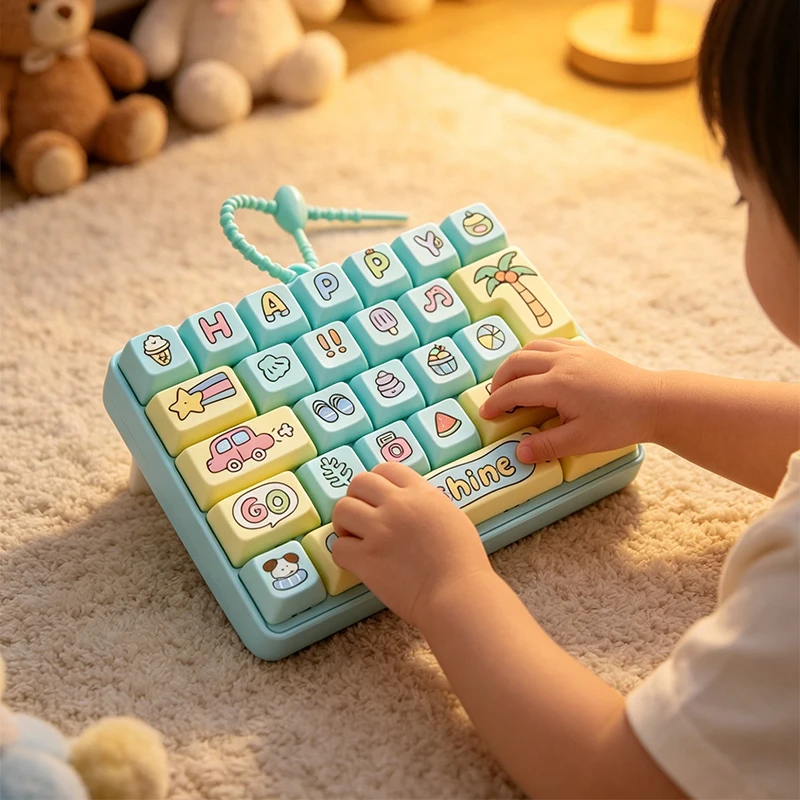 Stress Relief Electronic Keyboard Toy With Clear Key Sounds Wooden Fish Design Children's Hanging Ornament Gift For Ages 6+