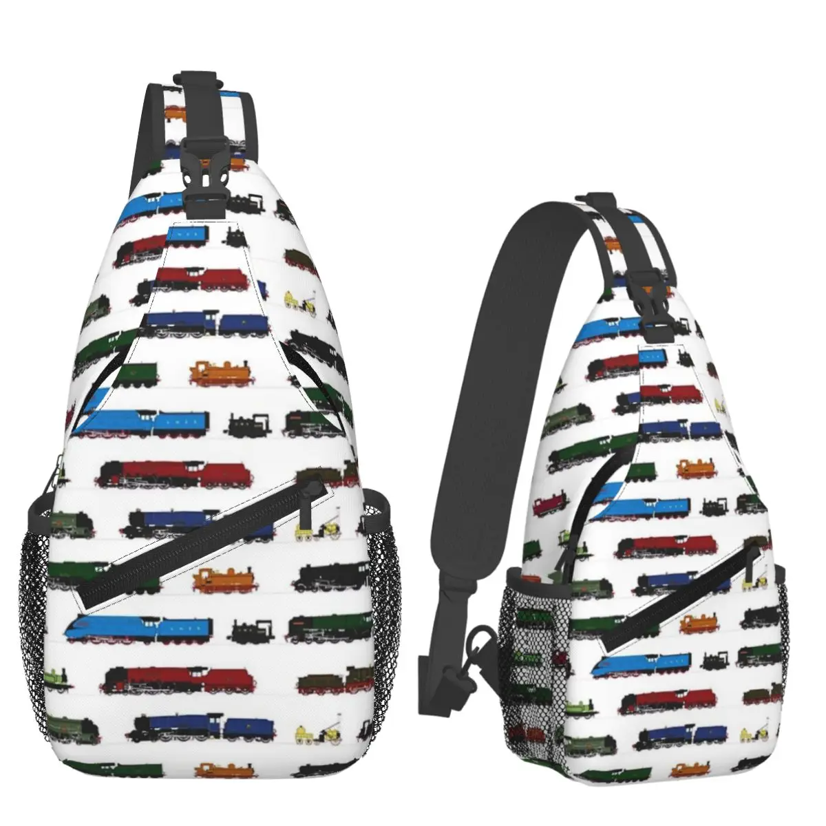 Iconic British Steam Trains Chest Bag Men Sling Crossbody Backpack Chest Bag Travel Hiking Daypack Shoulder Bag