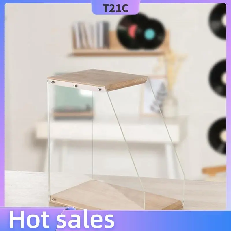 

T21C 2X Record Storage Holder Solid Wood Display Rack Holds 40+ Album Desktop Organizer Stand For Books Magzines Files