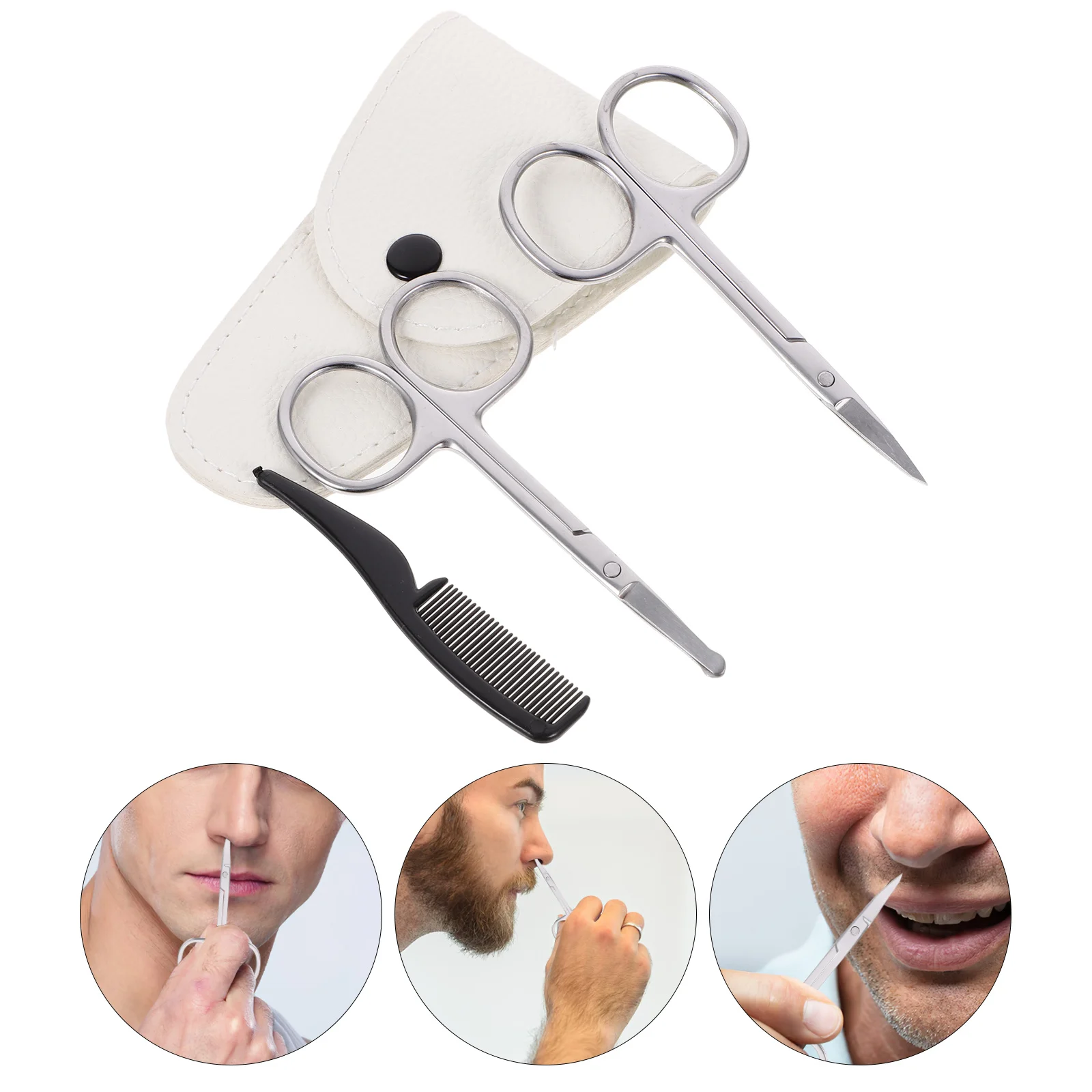 

4 шт., набор ножниц для волос в носу, ножницы для стрижки бороды из нержавеющей стали, набор для ухода за волосами, парикмахерские ножницы для усов, портативные прецизионные ножницы