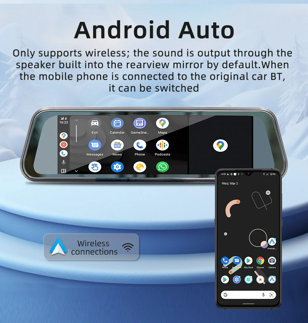 Afbeelding 3: BQCC 9.36 '' Draagbare auto MP5 Draadloze Carplay Android Auto Mirrorlink Bluetooth oproep Ingebouwde Rijden Recorder FM Radio Aux