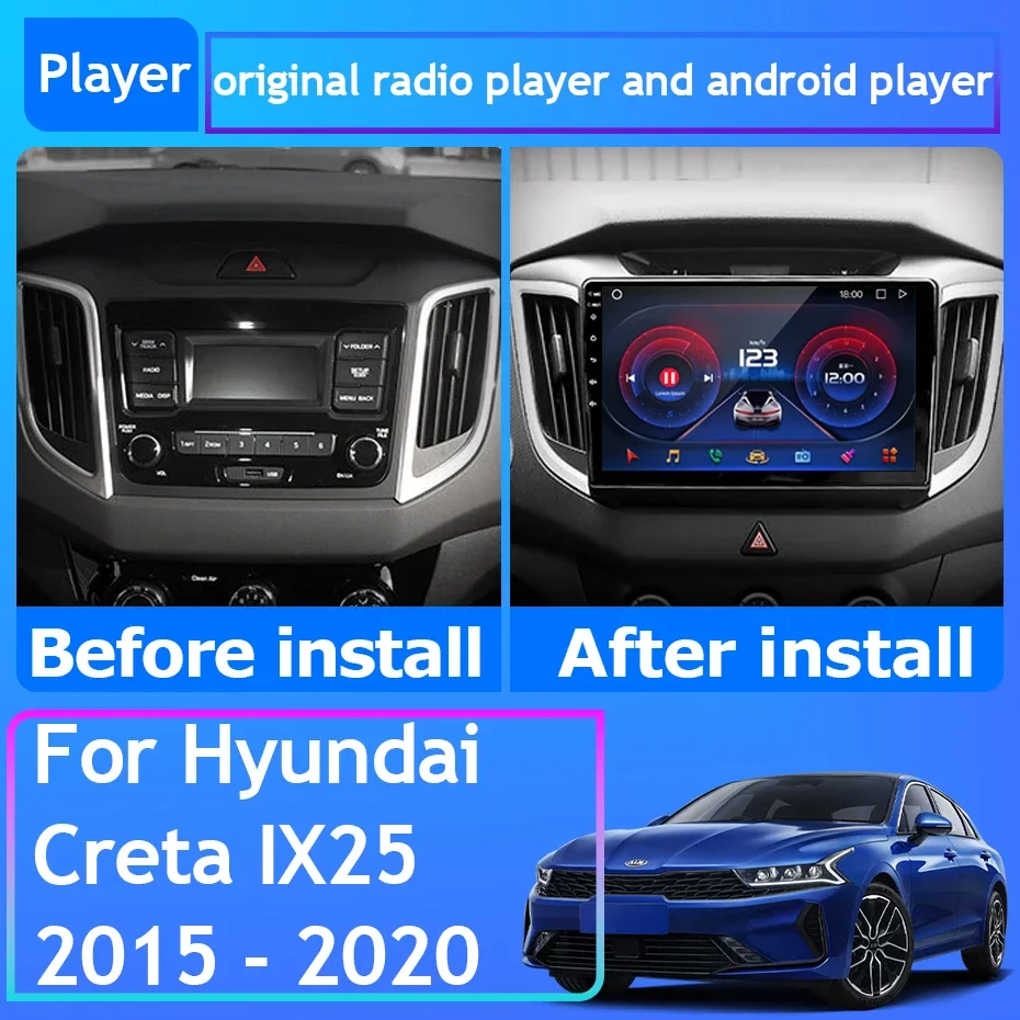 

For Hyundai Creta IX25 2015 - 2019 Car Radio Carplay GPS Navigation Android Auto 5G Wifi Unit No 2din Multimedia Player