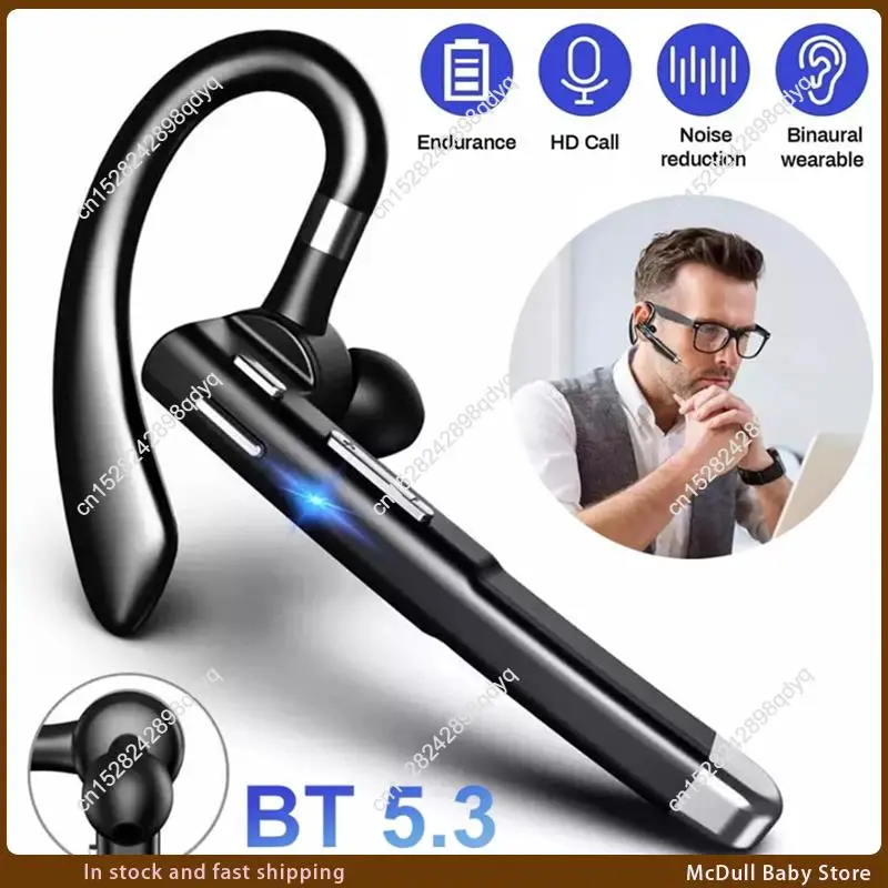 

ABJA-Earphones Wireless Headphones Bluetooth 5.3 Business Noise Cancelling Handfree Call Mic Earbuds Headset For Driving