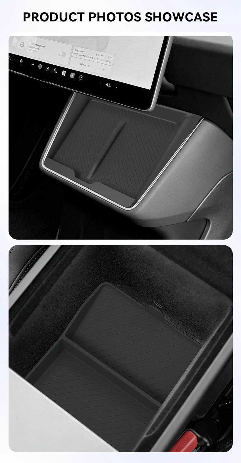 YZ für Tesla Model Y Standard Juniper RWD 2026 2025 Mittelkonsole Untere TPE-Aufbewahrungsbox Ladepad-Organizer Auto-Zubehör – Detail 13