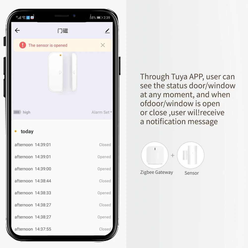 Tuya WiFi مستشعر الباب والنافذة الذكي كاشف الاتصال اللاسلكي لأتمتة المنزل ومستشعر الباب لنظام الأمان