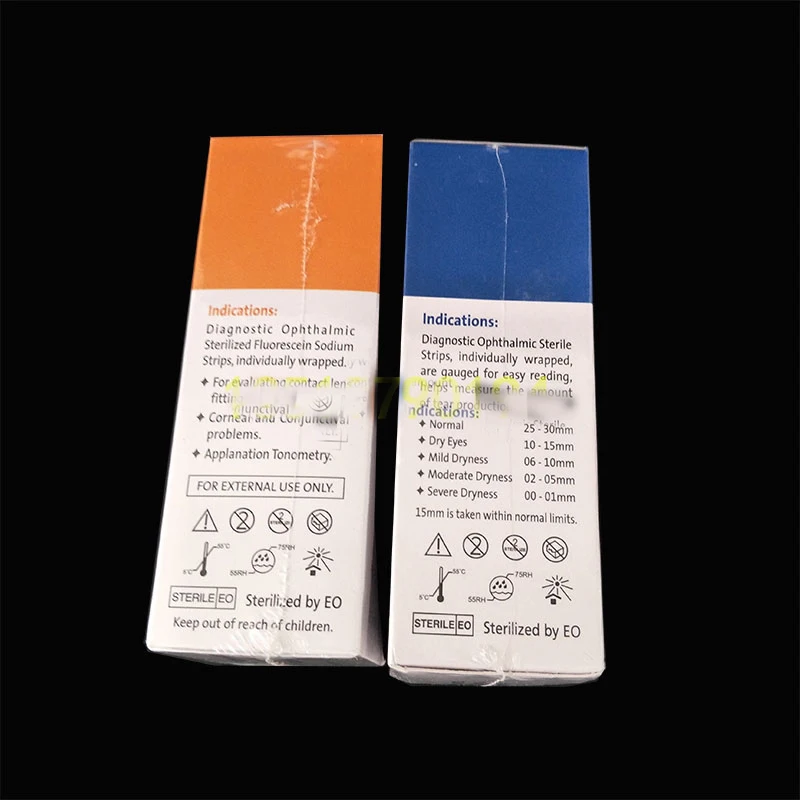 India tear detection filter paper strip fluorescein sodium ophthalmic detection test strip fluorescent strips a box of 100