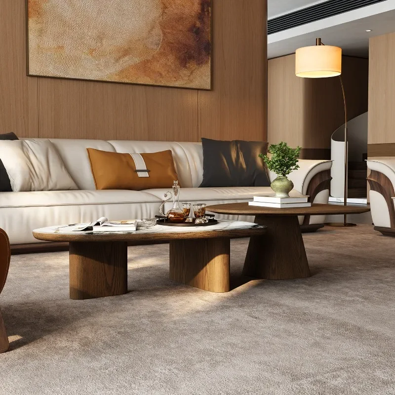 Minimalist solid wood coffee table Modern simple living room solid wood rock slab coffee tableTJ