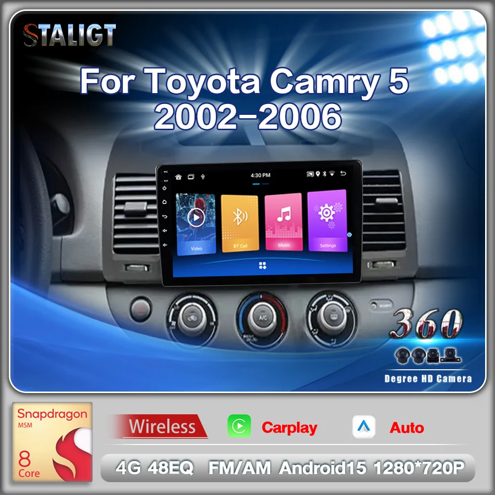 

Car Radio Autoradio 2Din Android Carplay For Toyota Camry 5 2002-2006 Android Auto Wireless 8Core WIFI GPS Car Radio Player
