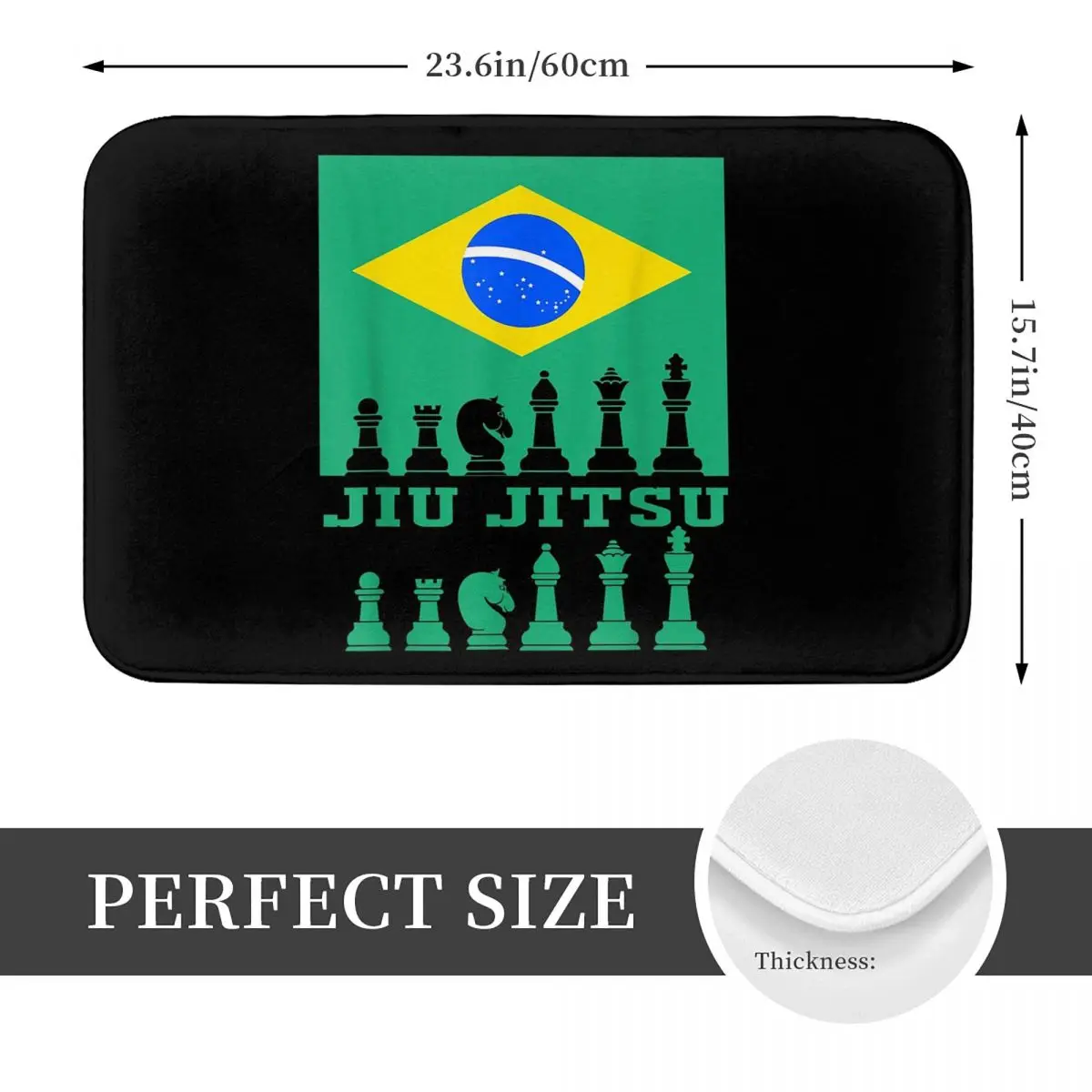 Brazilian Jiu Jitsu Flag Jiu Jitsu Chess Anti-slip Doormat Floor Mat Carpet Rug for Kitchen Entrance Home Balcony Footpad Mats