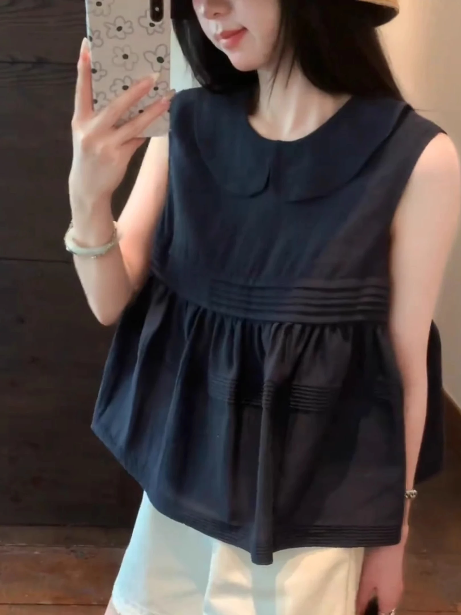 Sweet Doll Kraag Svel irt Dames Zomer 2025, Nieuw ontwerp Veelzijdige top Trendy woon-werkverkeer Sle Loose Fit Kleur