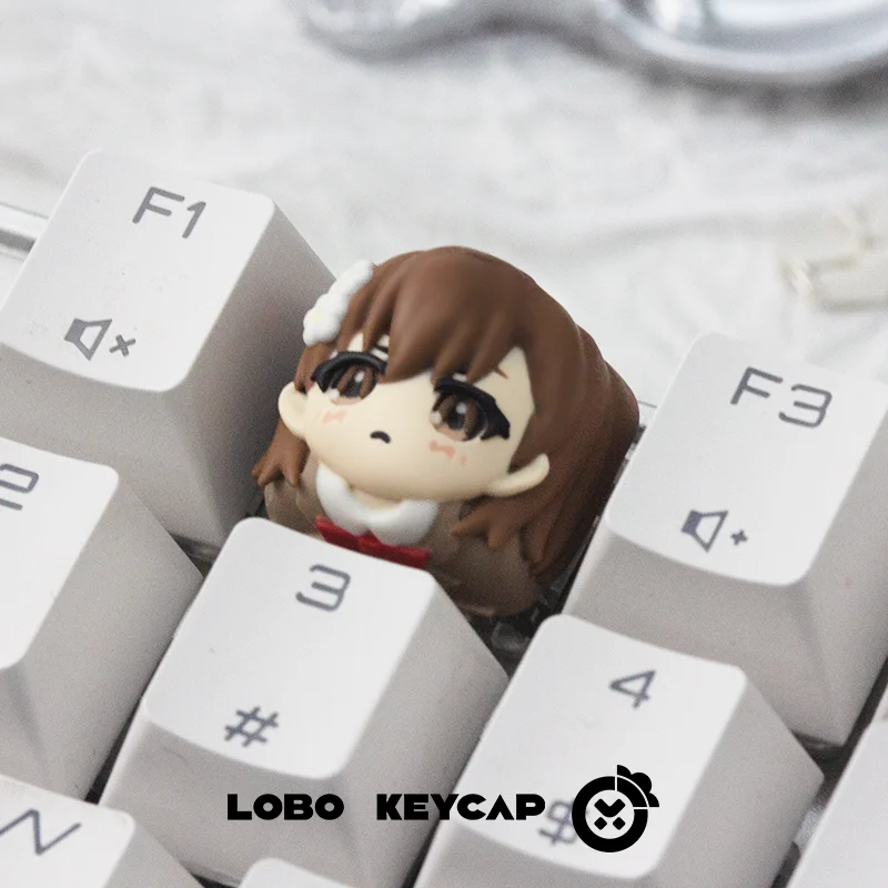 Misaka Mikoto Key Caps Resin Layered Drip Gel Design Artisan Keycaps for Mechanical Keyboard Accessories Girl's Gift