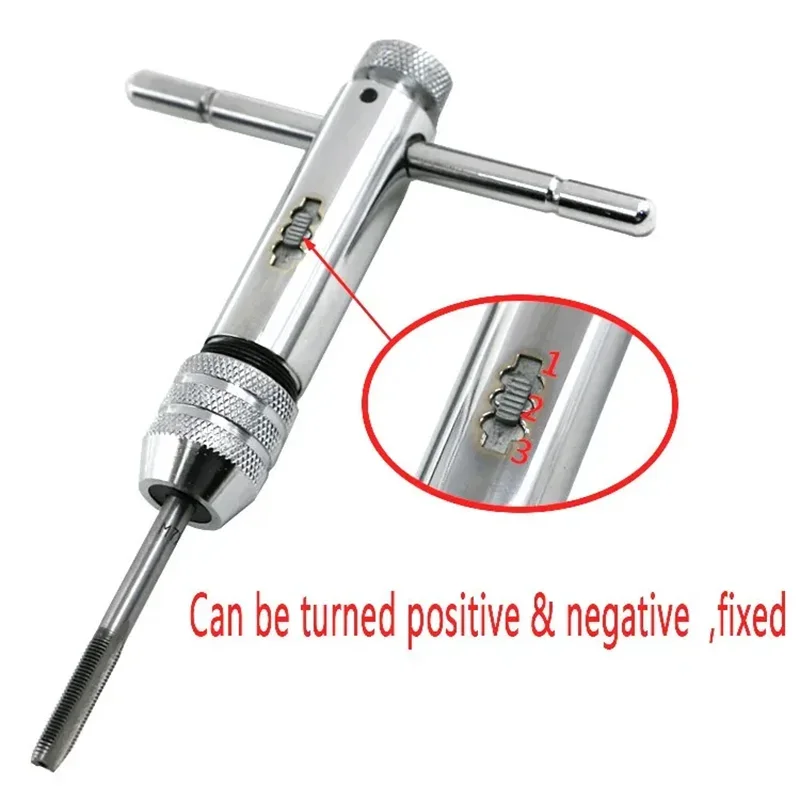 Adjustable T-Handle Ratchet Tap Wrench Hand Manual Holder Wrench M3 M4 M5 M6 M8 Metric Machine Screw Thread Plug T-shaped Tool