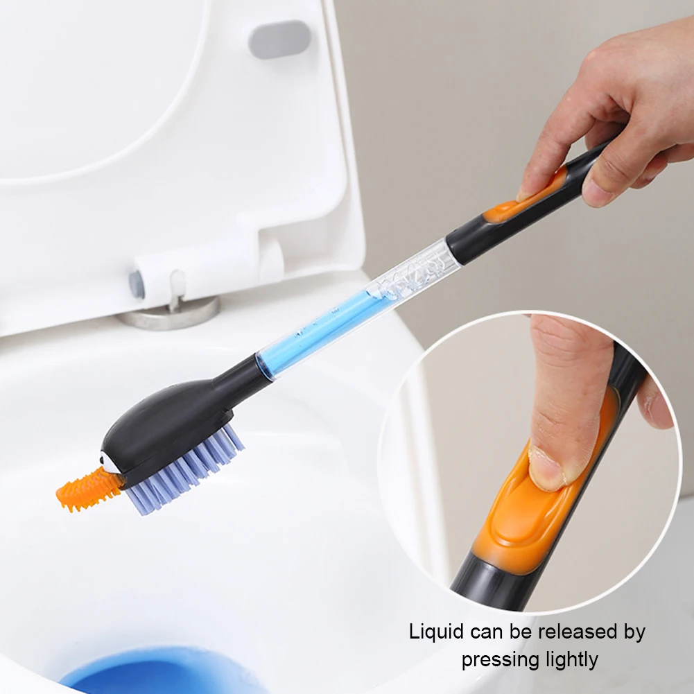 Penguin Shape Silicone Toilet Brush with Holder Soap Dispensing Toilet Scrubber Brush Toilet Cleaner Wc Bathroom Cleaning Tools