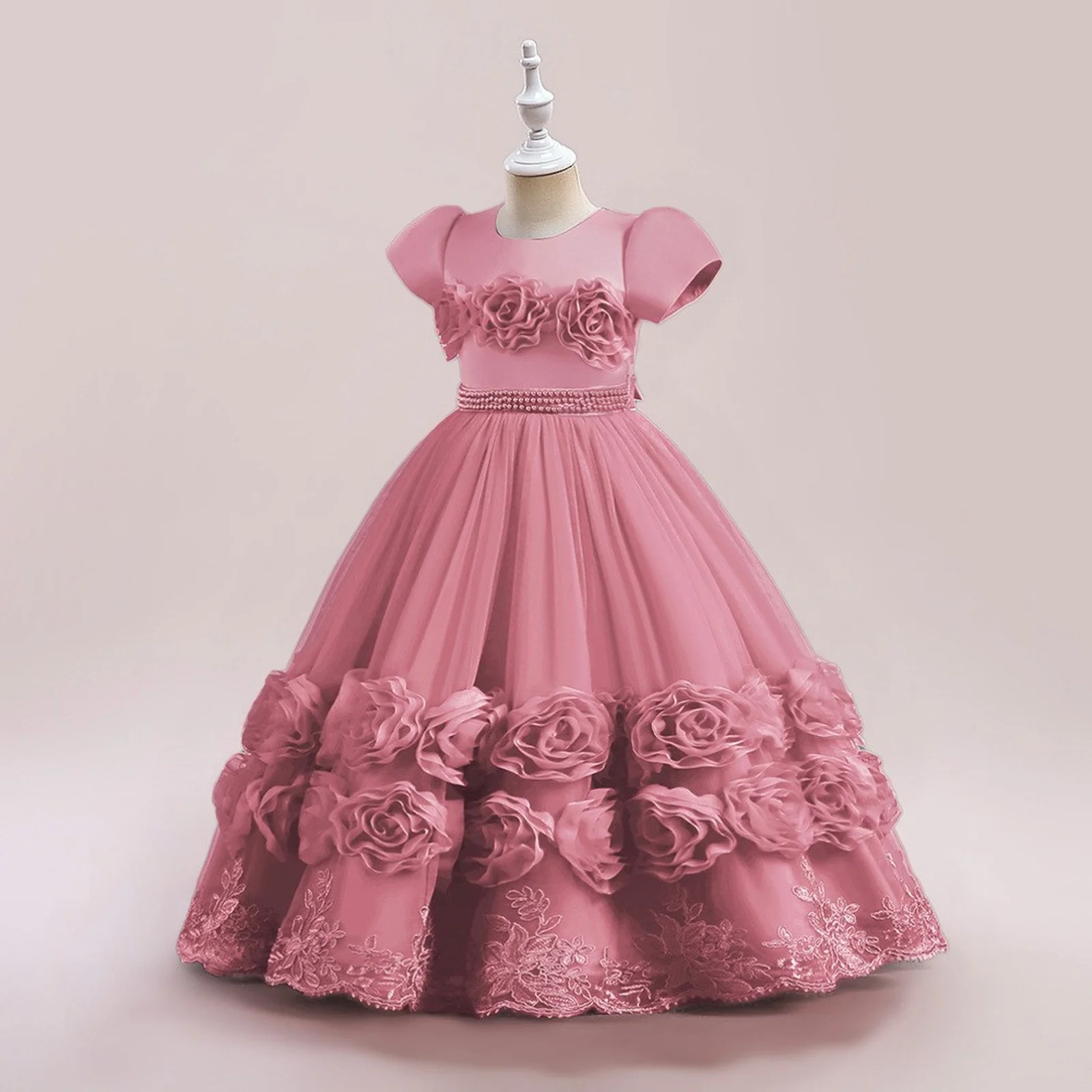 

Пышное платье с цветочным узором для девочек, детский рождественский костюм, детские праздничные платья подружки невесты для девочек, свадебное бальное платье принцессы