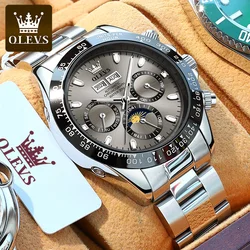 OLEVS Automatic Mechanical Watch for Men TOP Brand Original Stainless Steel Luminous Waterproof Date Man Wrist Watch Luxury Set